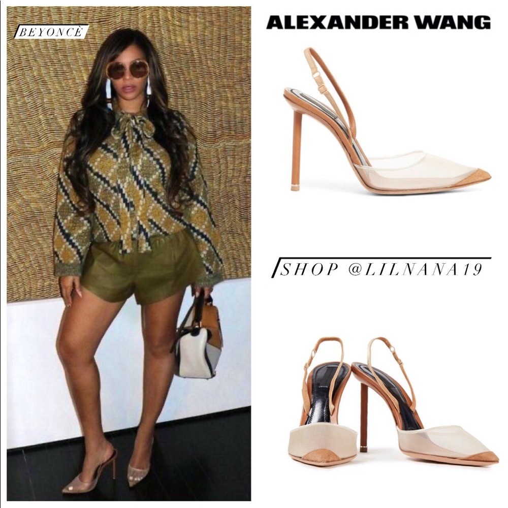 New ALEXANDER WANG Mesh Caramel Slingbacks Heels